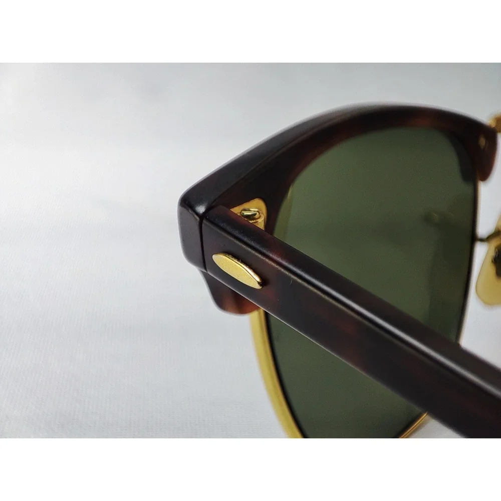 Ray-Ban RB3016 Clubmaster 51mm Tortoise Gold Green Lens Sunglasses